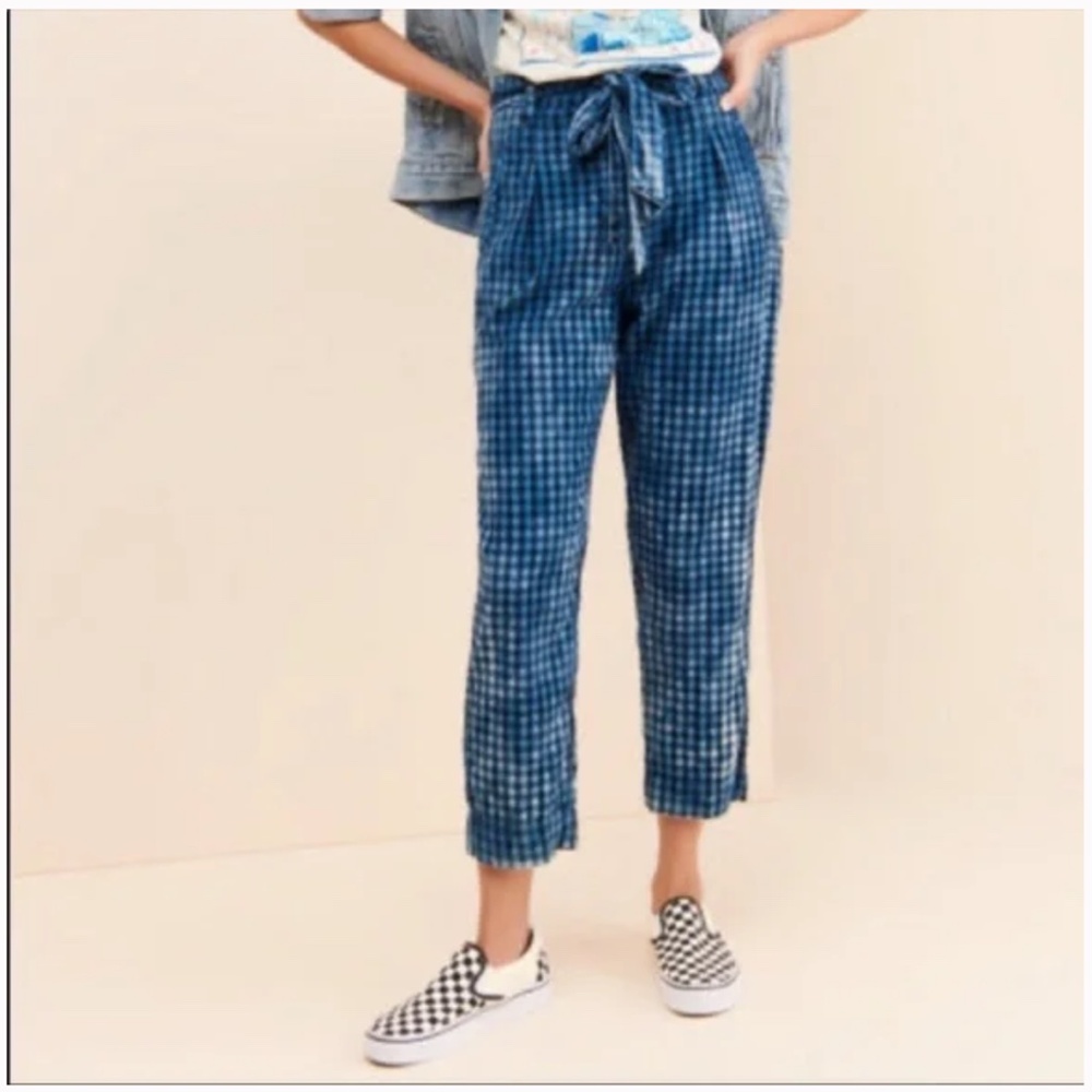 Anthropologie Maeve Sz 12 Avril Bleached Check Trousers
